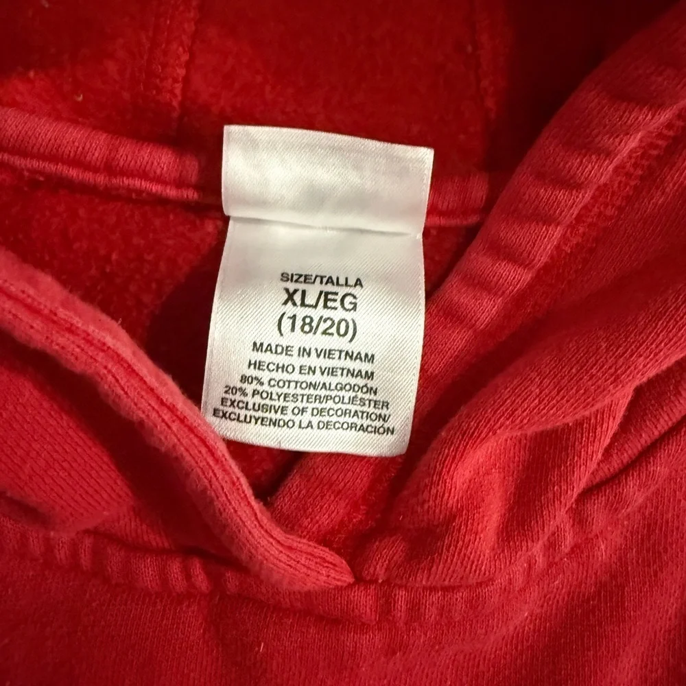 Adidas Youth XL Red Hoodie Sweatshirt 3-Stripe Sleeve Logo Pullover